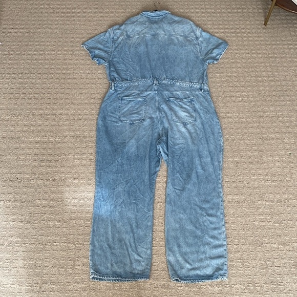 Good American Anthropologie Weightless Denim Fit for Success Jumpsuit Wide Leg - Picture 6 of 13